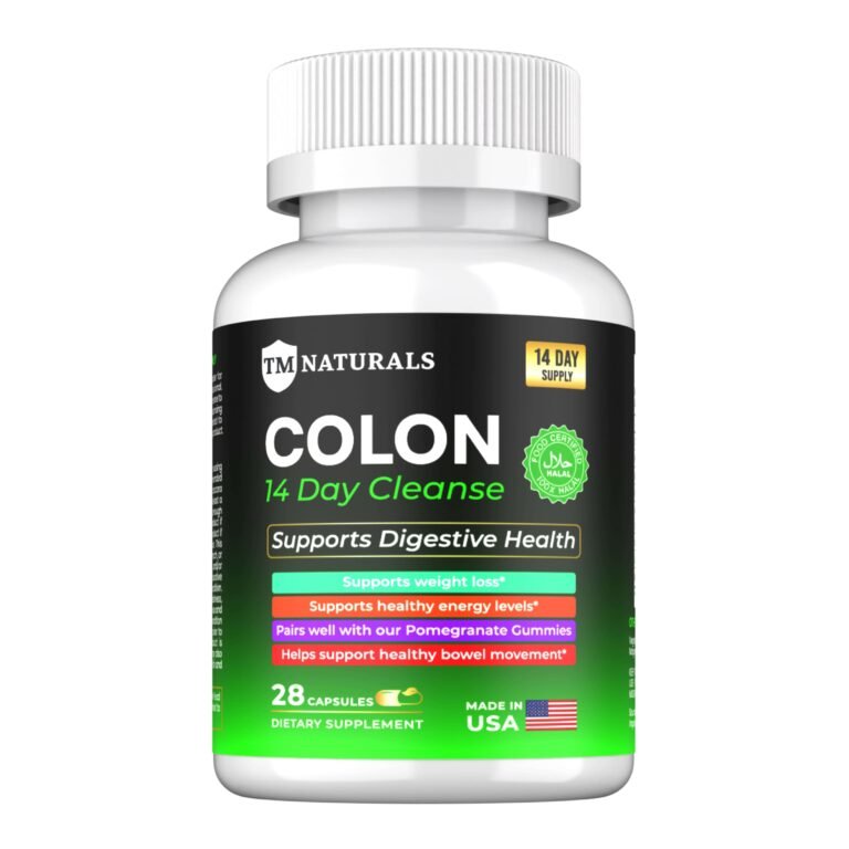 Colon Cleanse Pills in a bottle on a white background